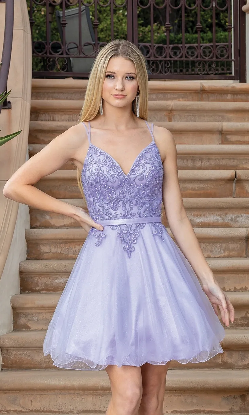 Lace-Up-Back Short Babydoll Homecoming Dress 3315 sold by PromGirl product image thumbnail 3