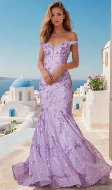 Off-the-Shoulder Sequin Mermaid Prom Dress 2412 sold by PromGirl