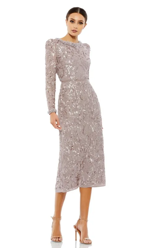 Sequin Midi Wedding Guest Dress: Mac Duggal 93595 sold by PromGirl