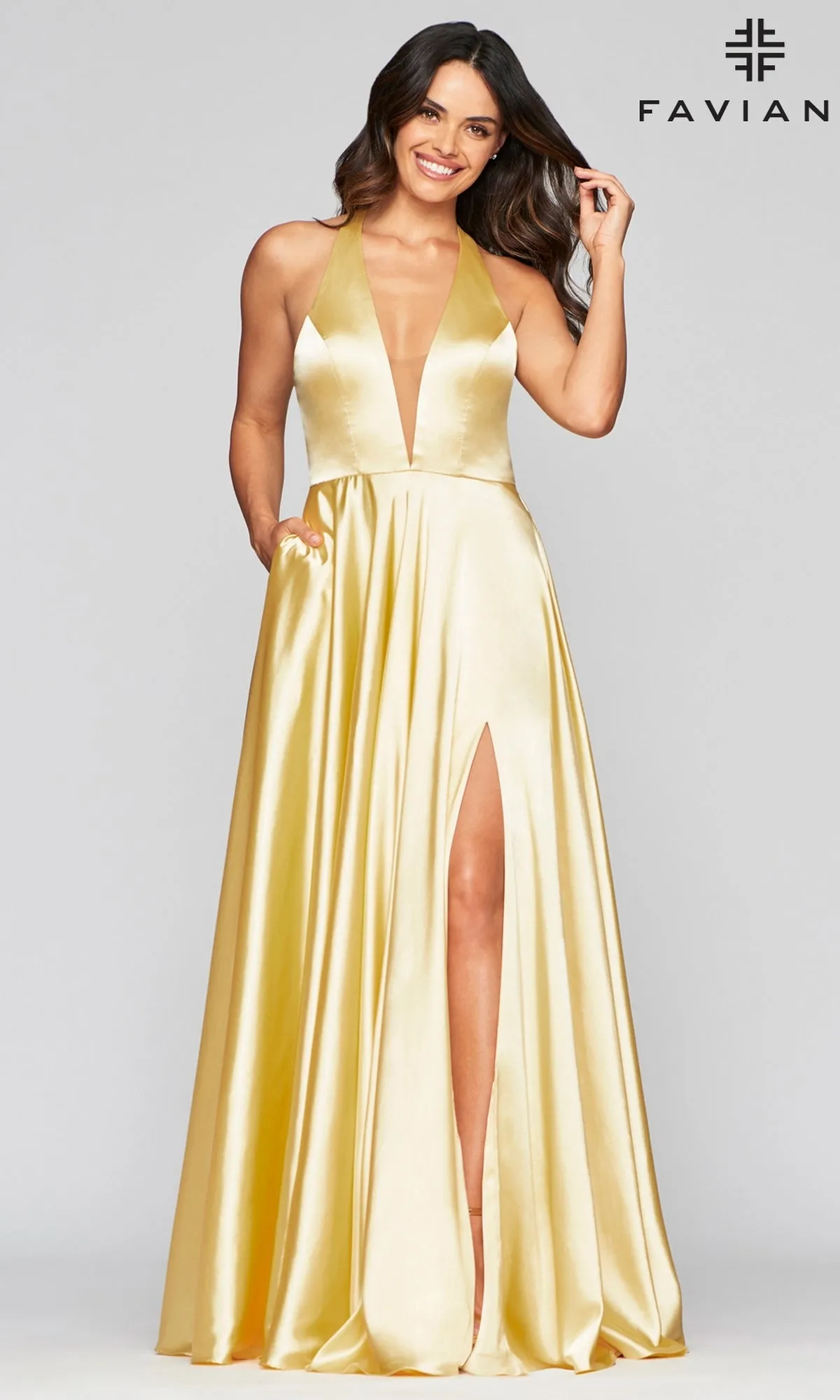 Faviana Long A-Line Prom Dress with Pockets sold by PromGirl product image thumbnail 5