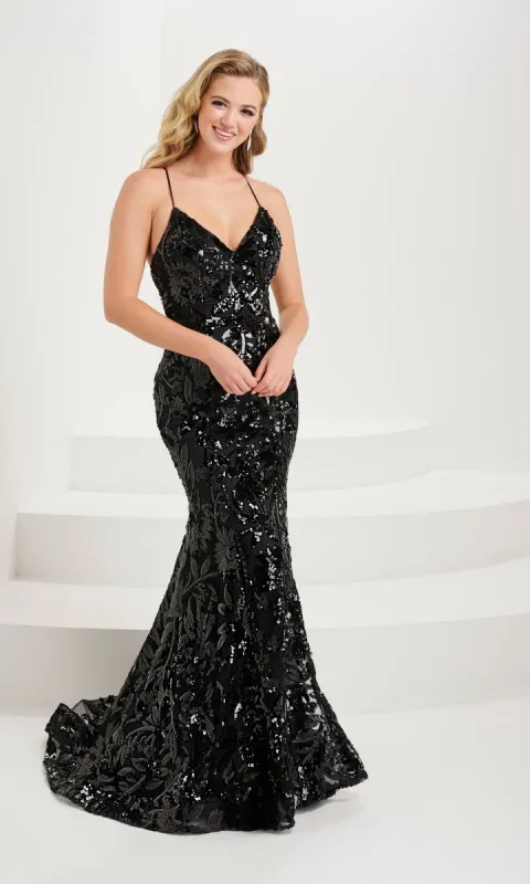 Tiffany Backless Mermaid Sequin Prom Dress 16077 sold by PromGirl