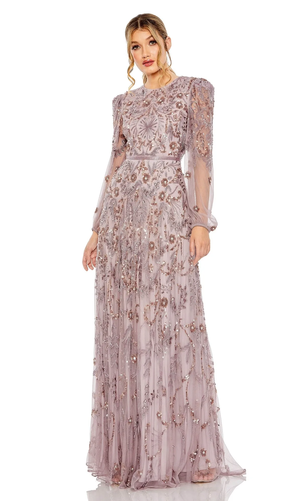 Long Sleeve Beaded Formal Gown: Mac Duggal 93930 sold by PromGirl