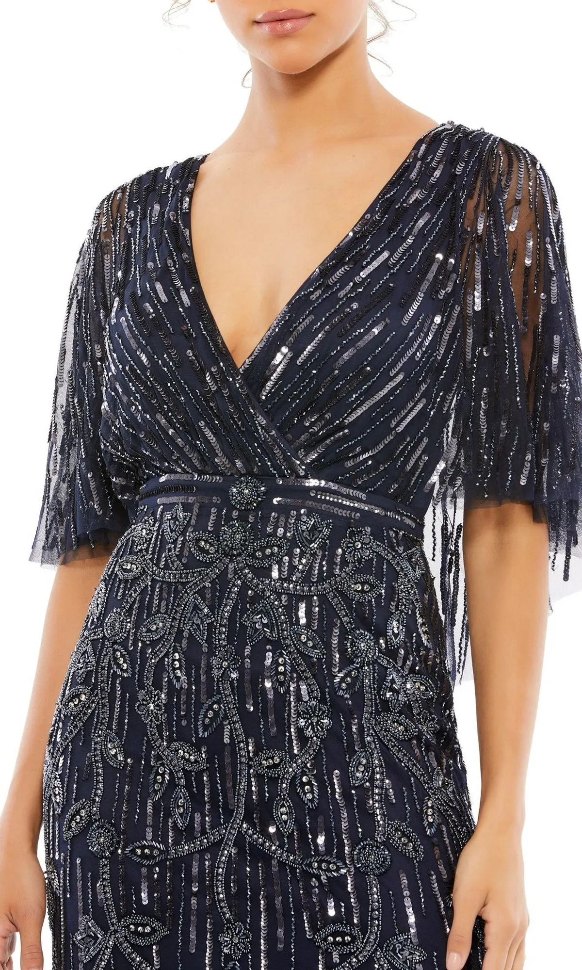 Beaded Cape-Sleeve Formal Gown: Mac Duggal 9064 sold by PromGirl product image thumbnail 5