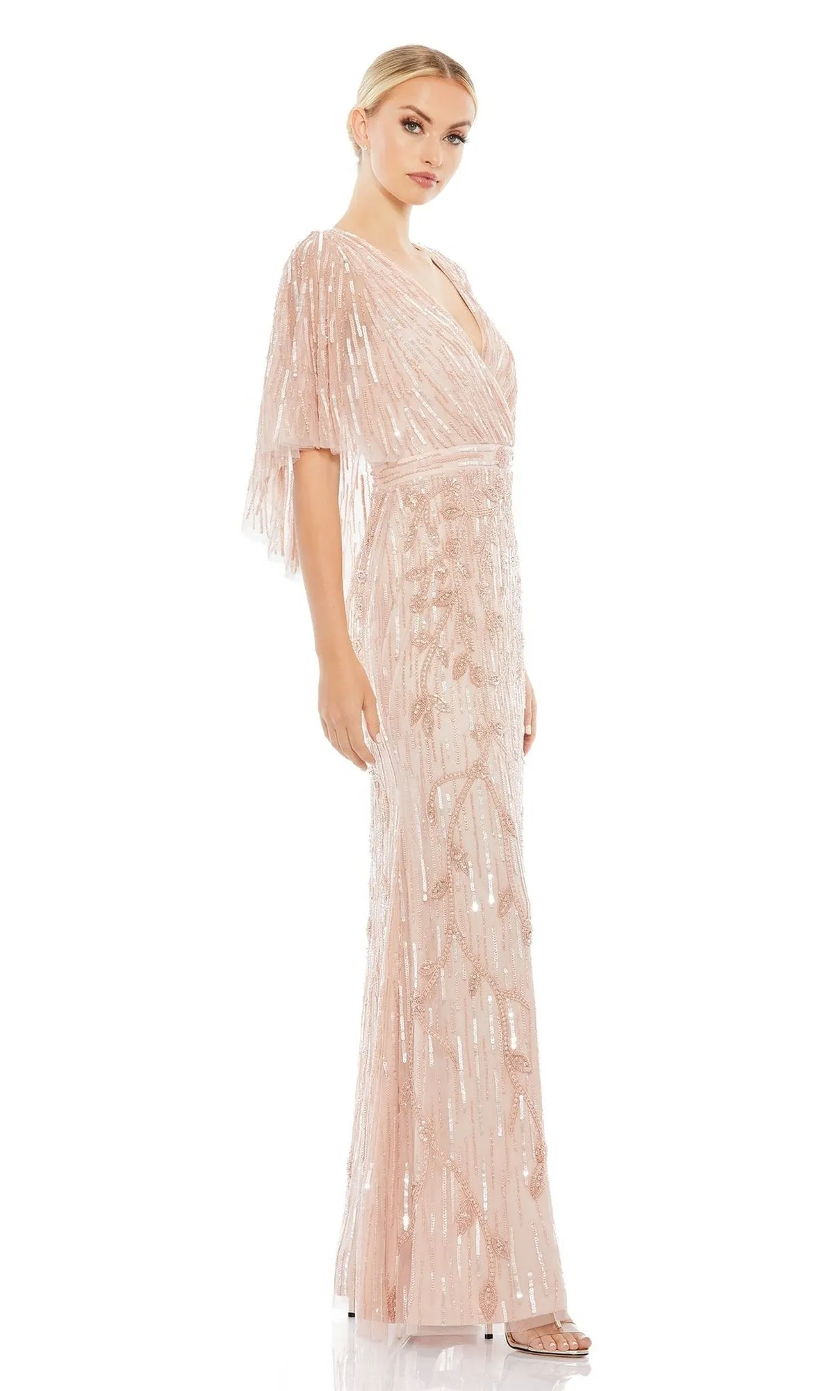 Beaded Cape-Sleeve Formal Gown: Mac Duggal 9064 sold by PromGirl product image thumbnail 3