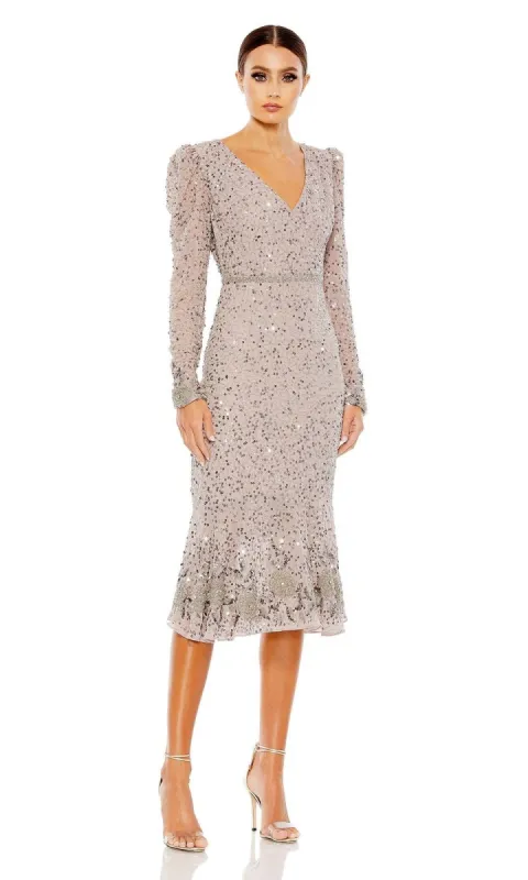 Long Sleeve Wedding-Guest Dress: Mac Duggal 10740 sold by PromGirl