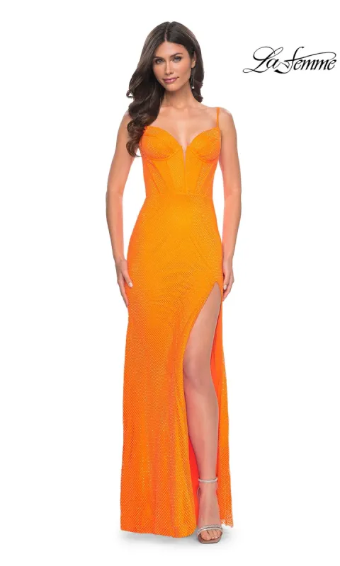 Bright Orange Long Prom Dress: La Femme 32427 made by La Femme