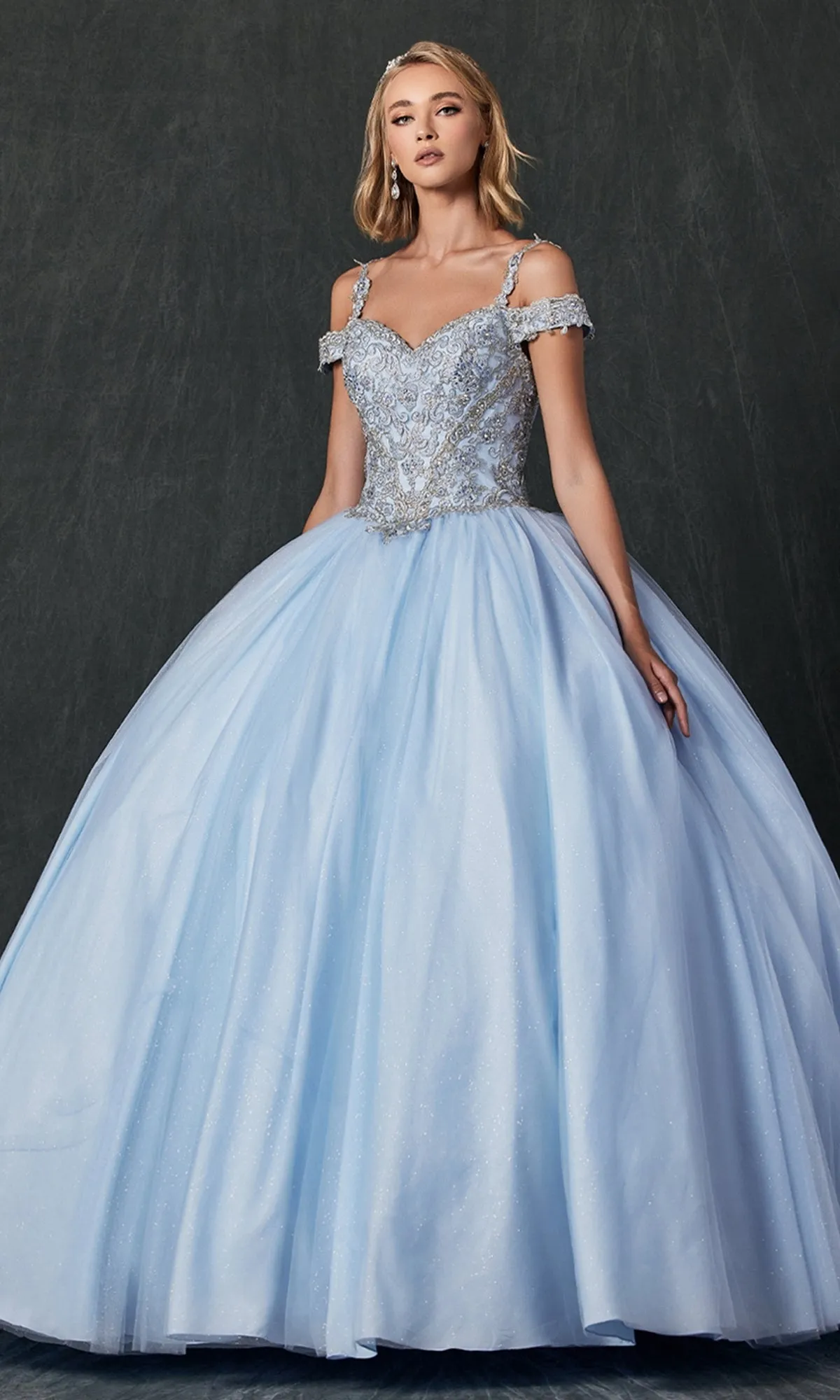 Juliet 1430 Cold-Shoulder Glitter Quinceanera Dress sold by PromGirl product image thumbnail 4