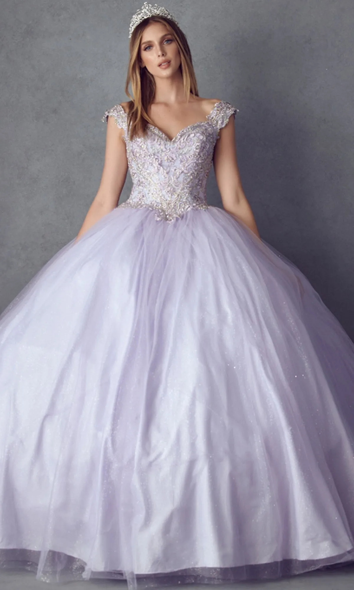Juliet 1430 Cold-Shoulder Glitter Quinceanera Dress sold by PromGirl product image thumbnail 5