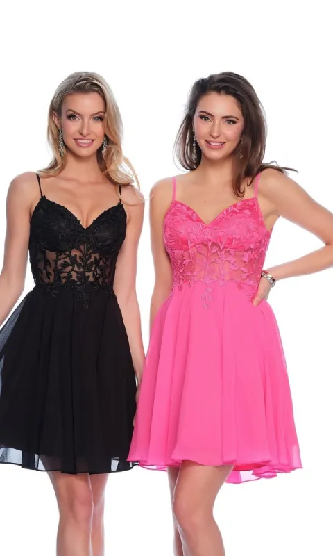 Sheer Lace-Bodice Short Homecoming Dress 10889 sold by PromGirl