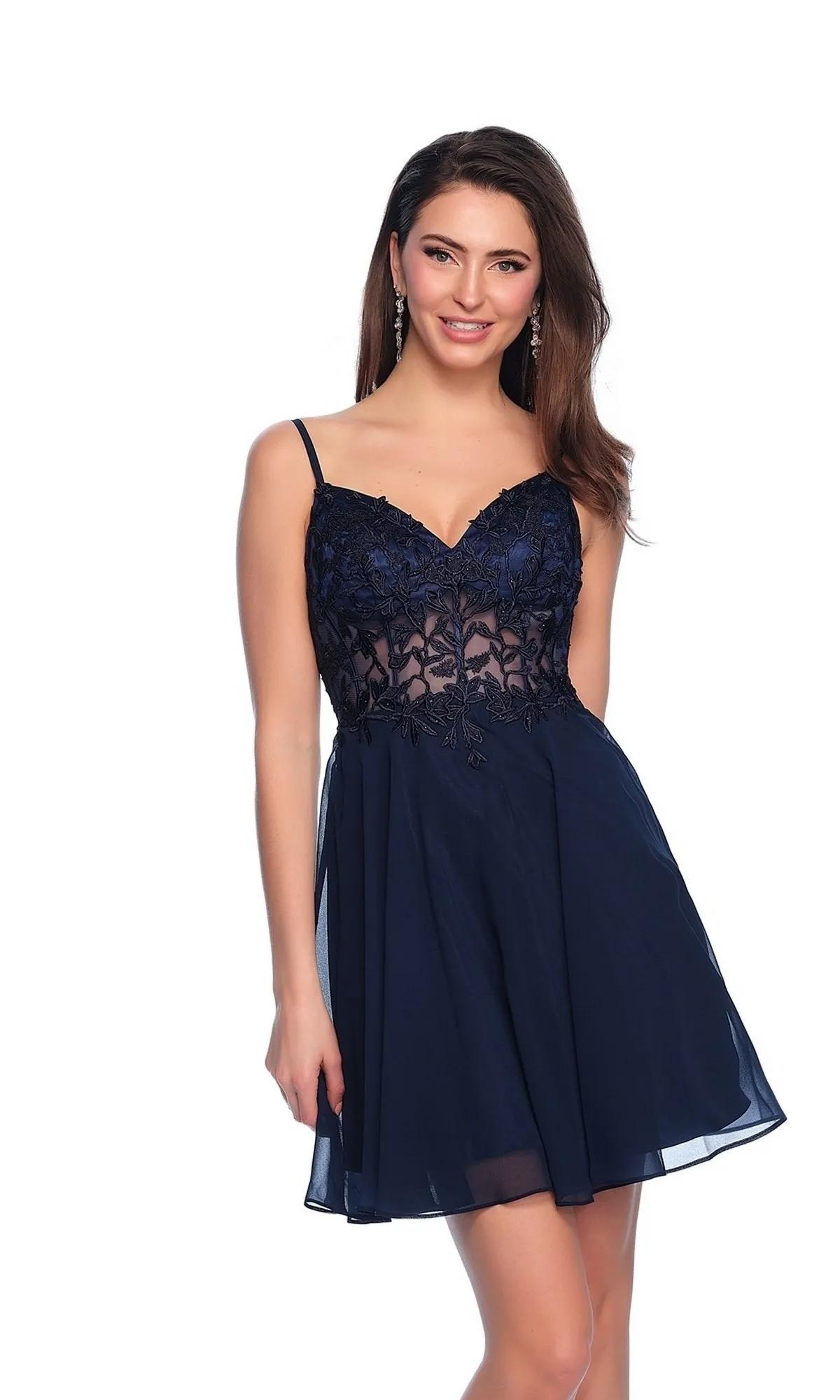 Sheer Lace-Bodice Short Homecoming Dress 10889 sold by PromGirl product image thumbnail 3