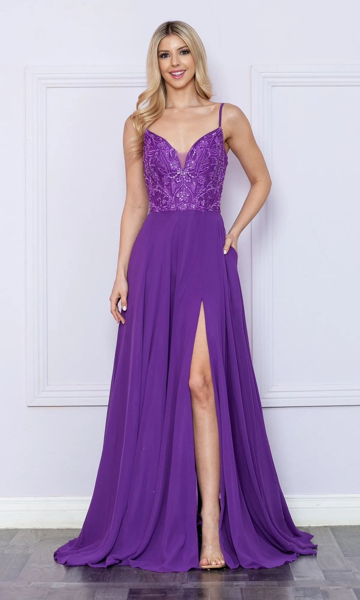 Sequin-Bodice Long A-Line Prom Dress 9368 sold by PromGirl product image thumbnail 4