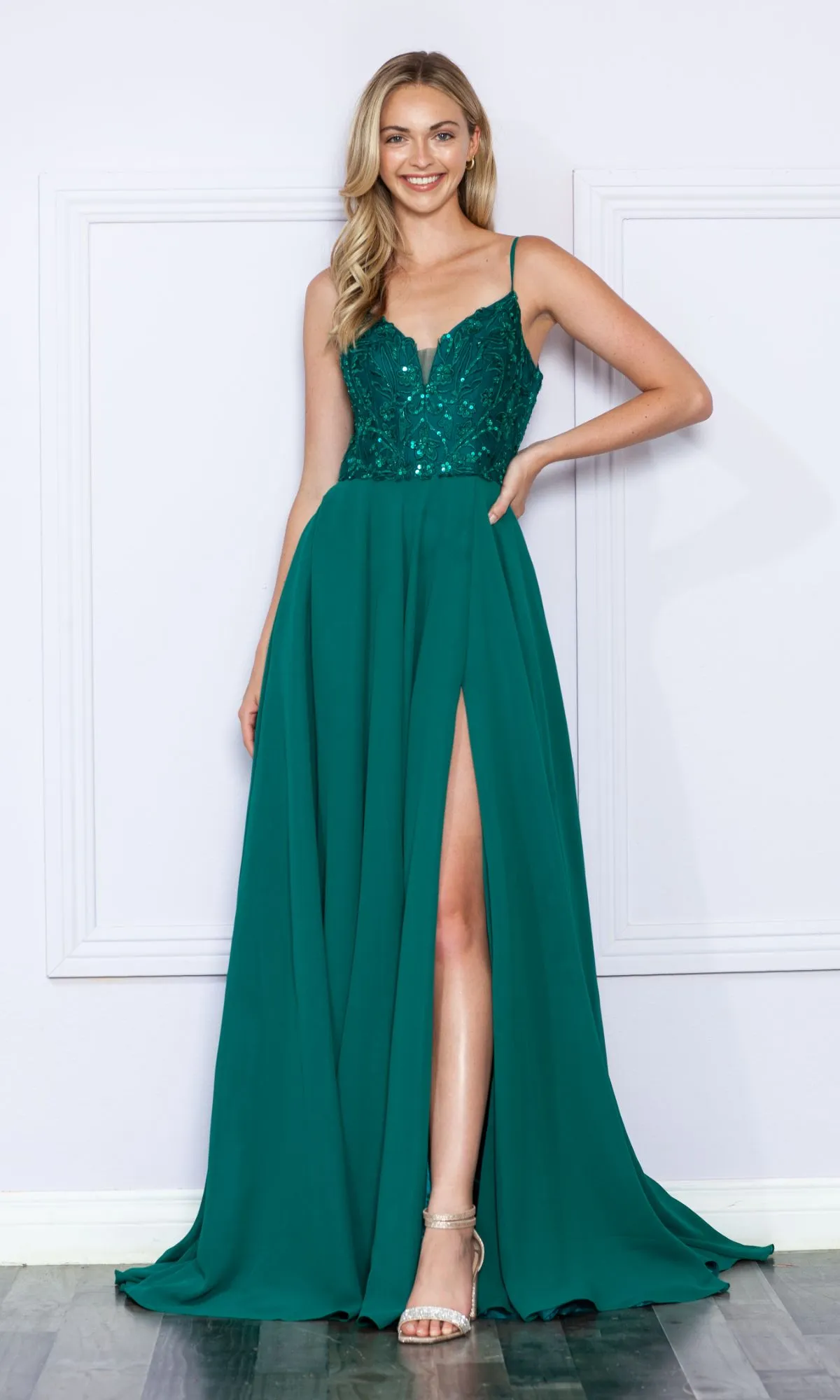 Sequin-Bodice Long A-Line Prom Dress 9368 sold by PromGirl product image thumbnail 5