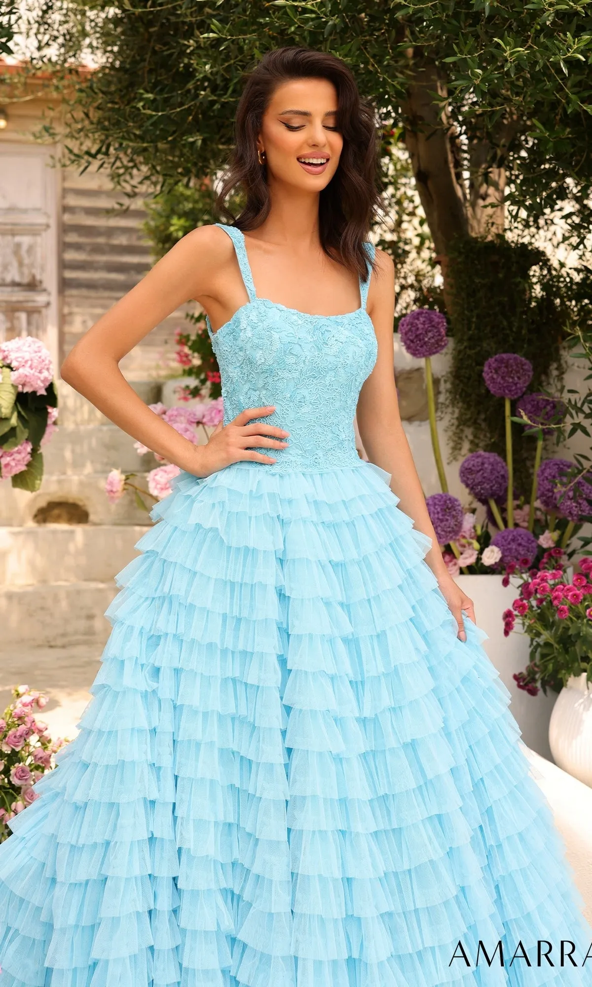 Amarra Tiered Long Ruffled Prom Ball Gown 94026 sold by PromGirl product image thumbnail 5