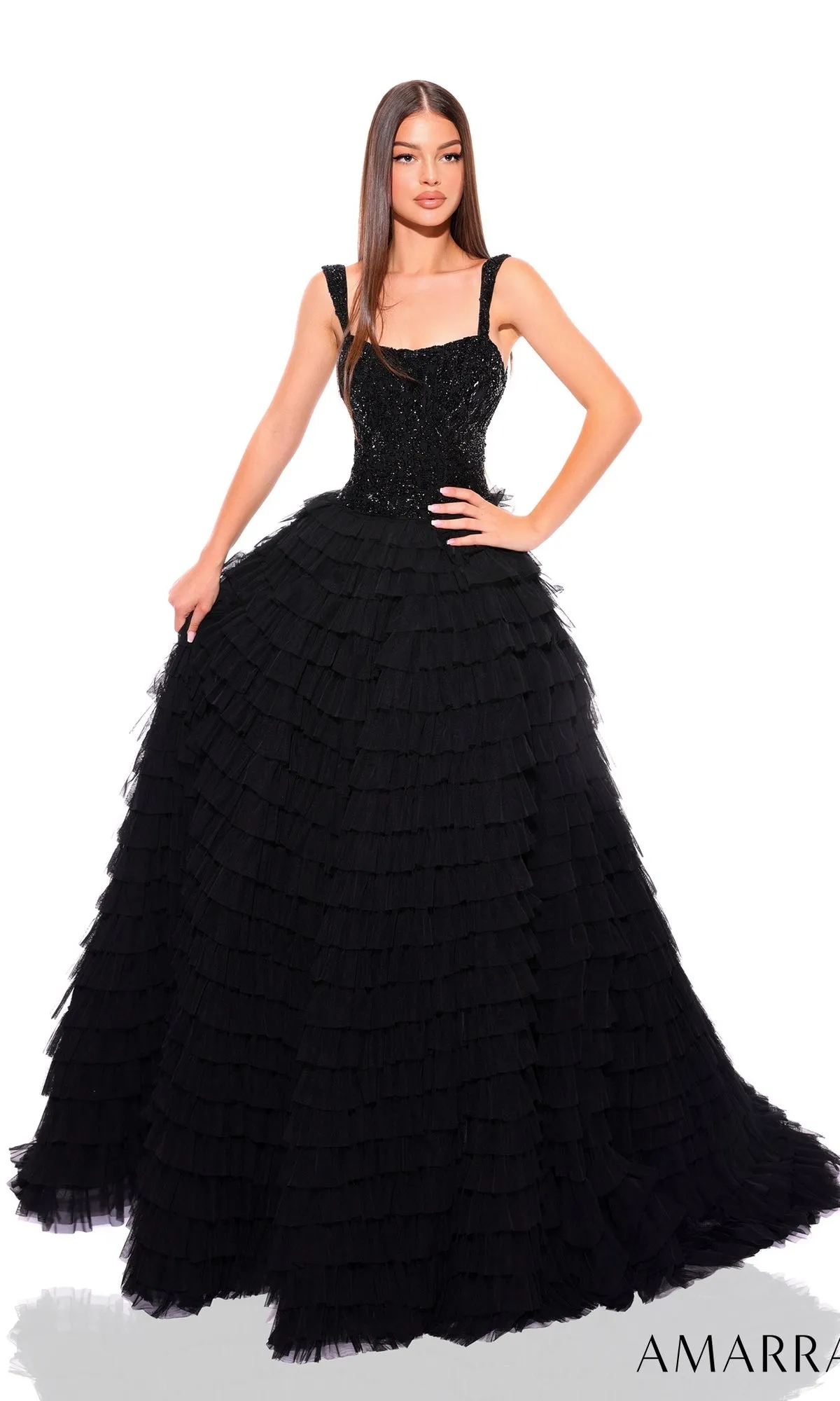 Amarra Tiered Long Ruffled Prom Ball Gown 94026 sold by PromGirl product image thumbnail 3