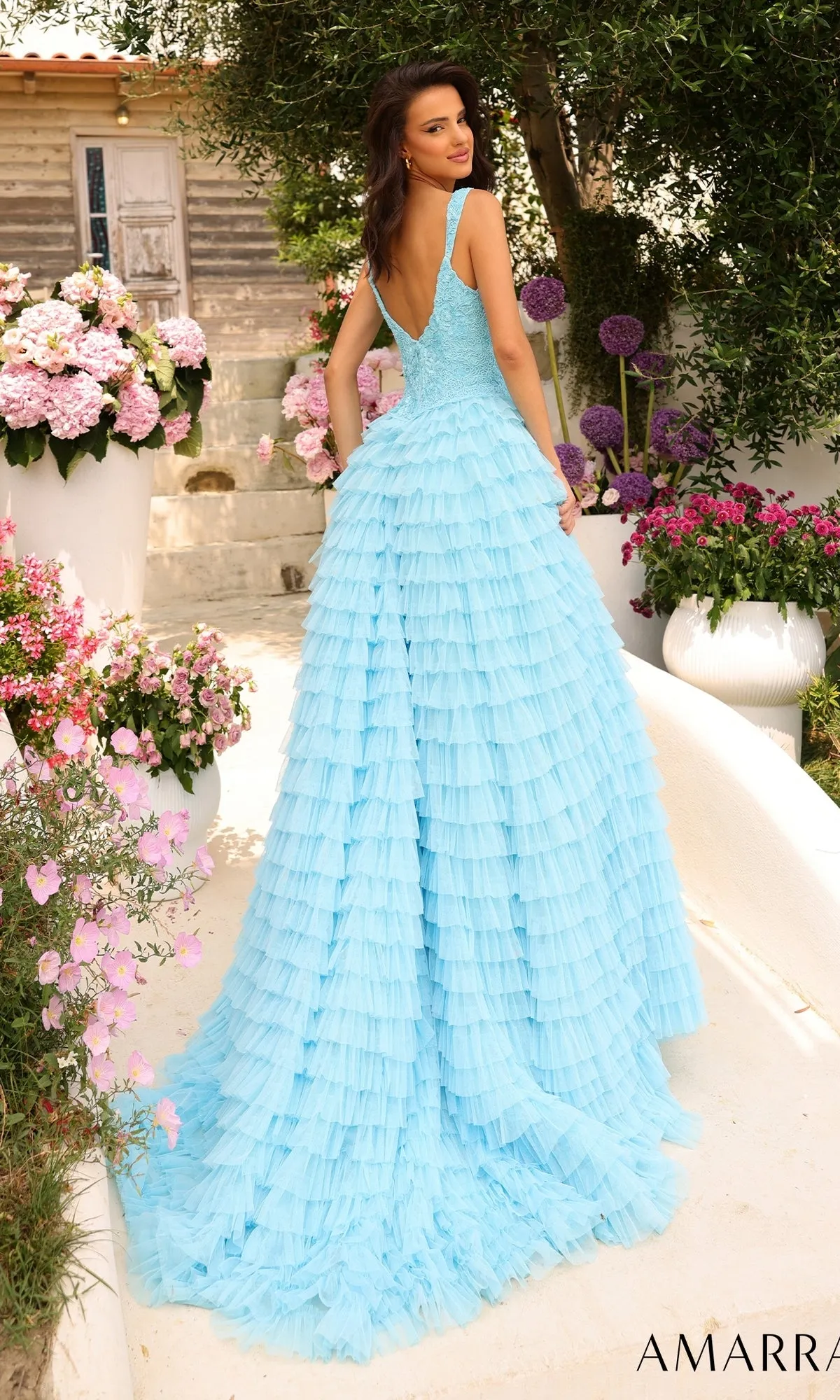 Amarra Tiered Long Ruffled Prom Ball Gown 94026 sold by PromGirl product image thumbnail 2