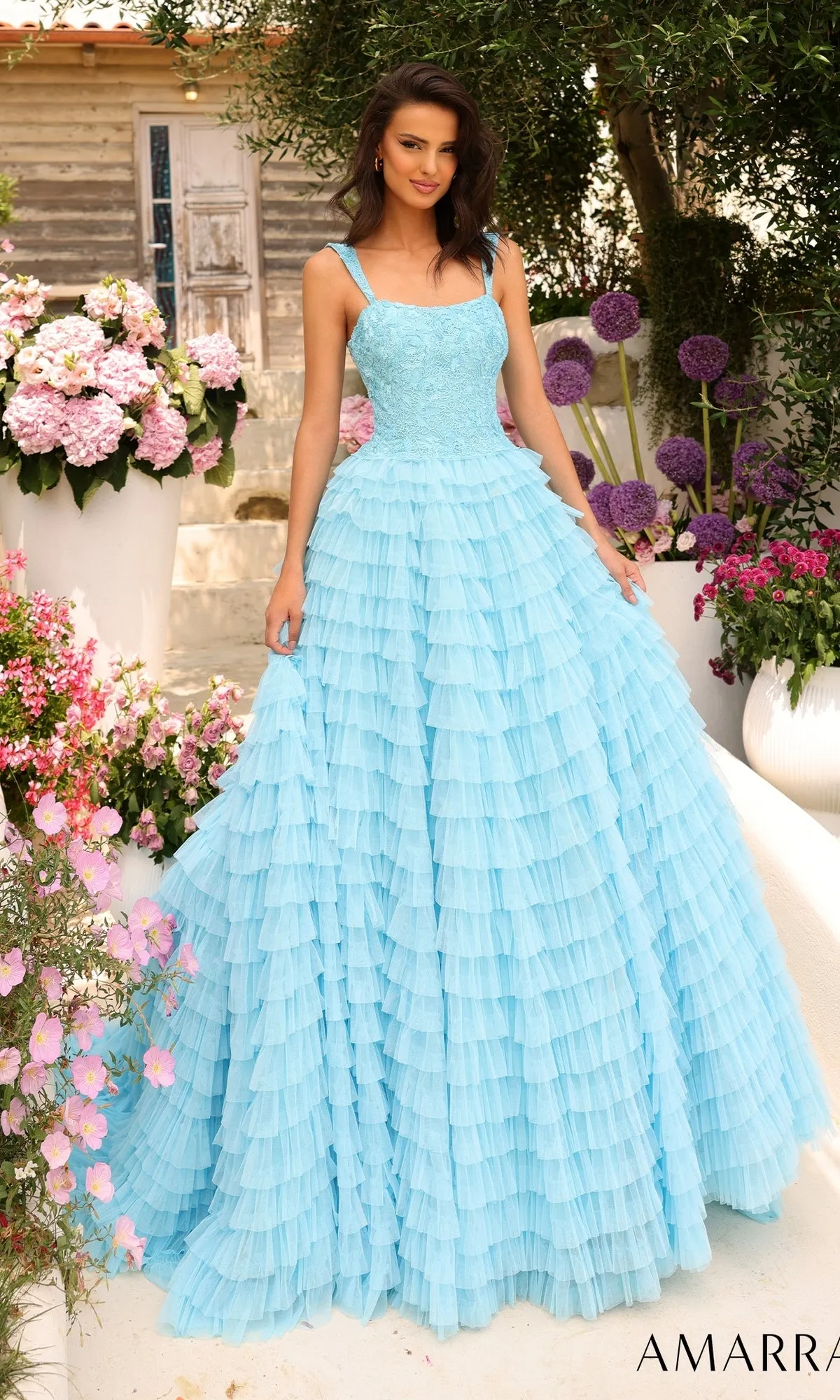 Amarra Tiered Long Ruffled Prom Ball Gown 94026 sold by PromGirl
