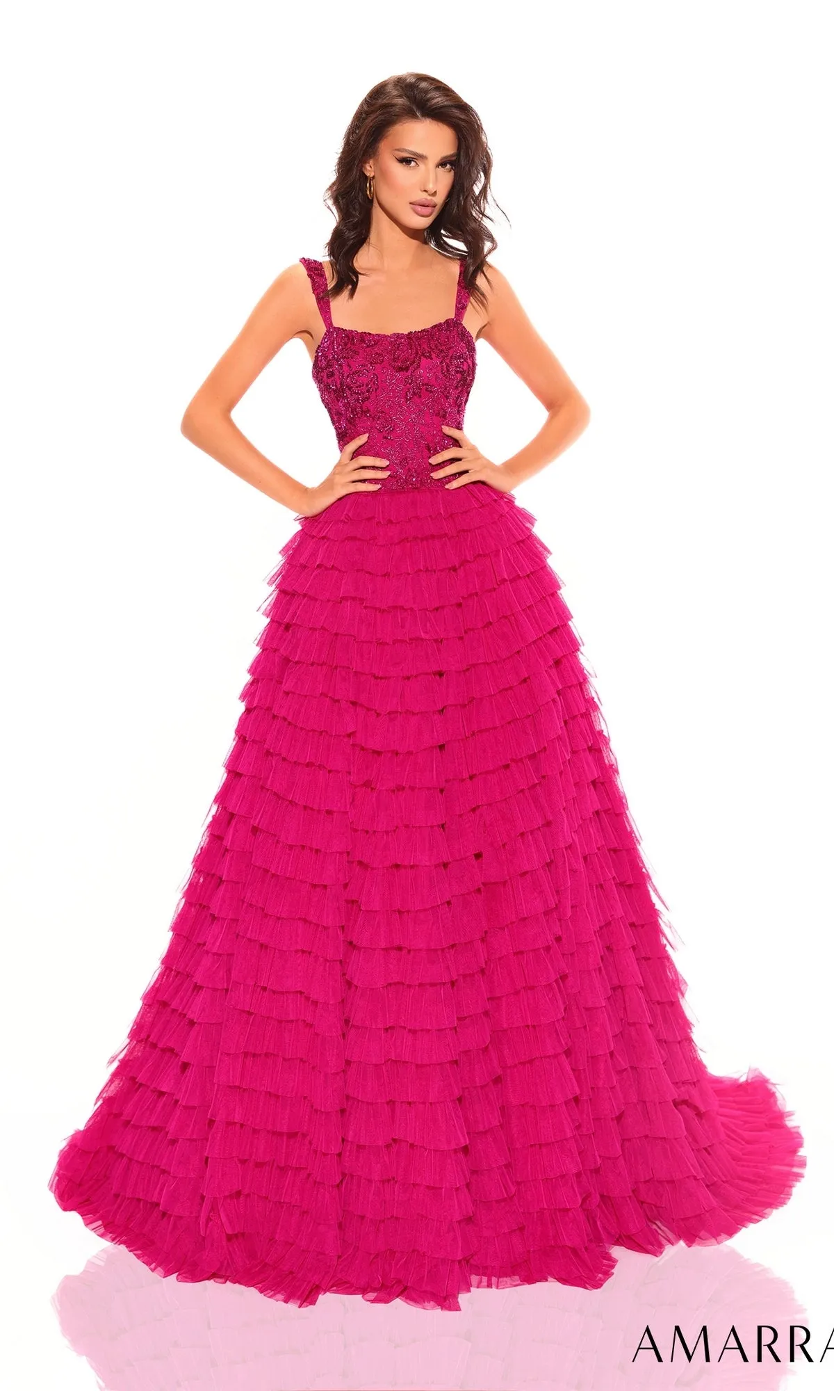 Amarra Tiered Long Ruffled Prom Ball Gown 94026 sold by PromGirl product image thumbnail 4