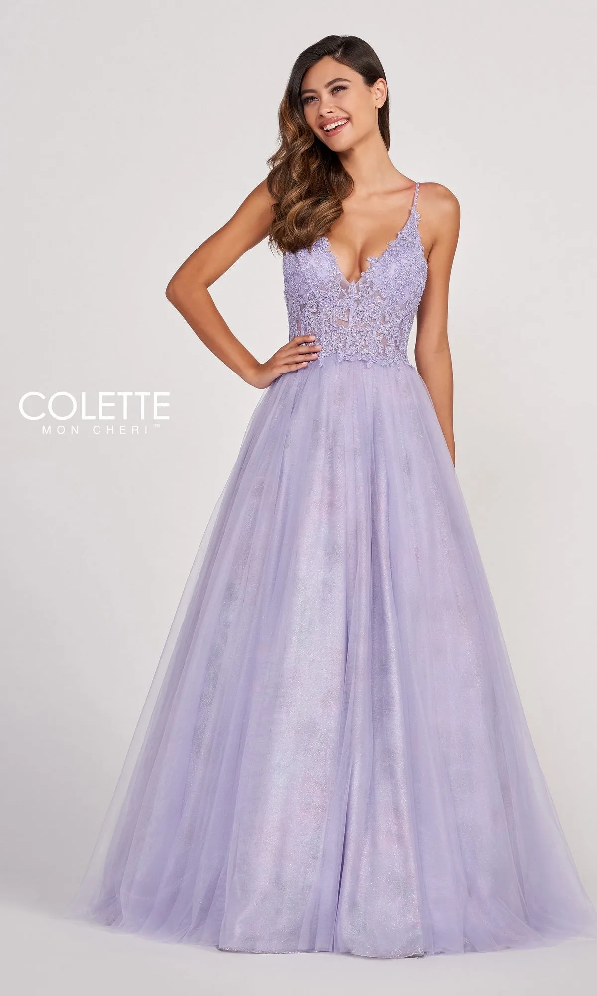 Pastel Long Tulle Prom Ball Gown by Colette sold by PromGirl