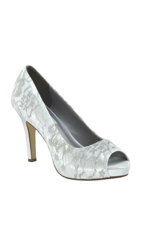 Winter White Lace and Satin Prom Shoes: Dyeables 32914 sold by PromGirl