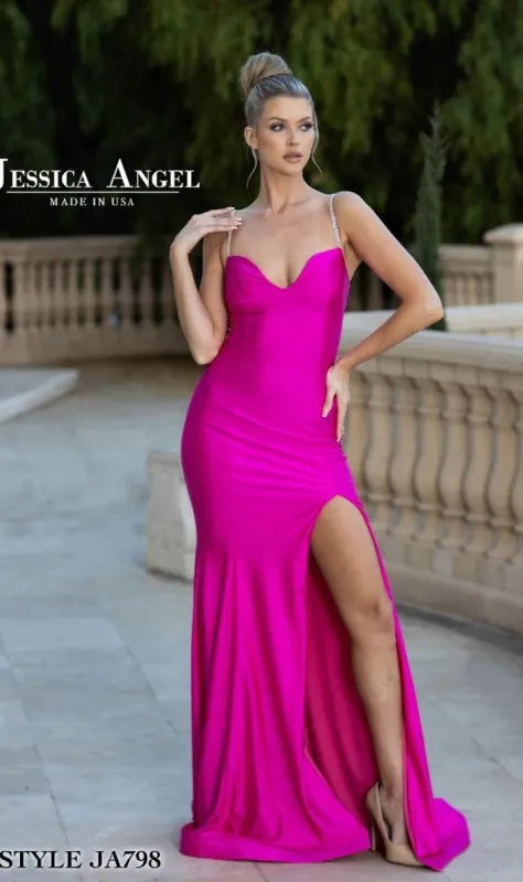 Beaded-Straps Long Prom Dress: Jessica Angel 798 sold by PromGirl