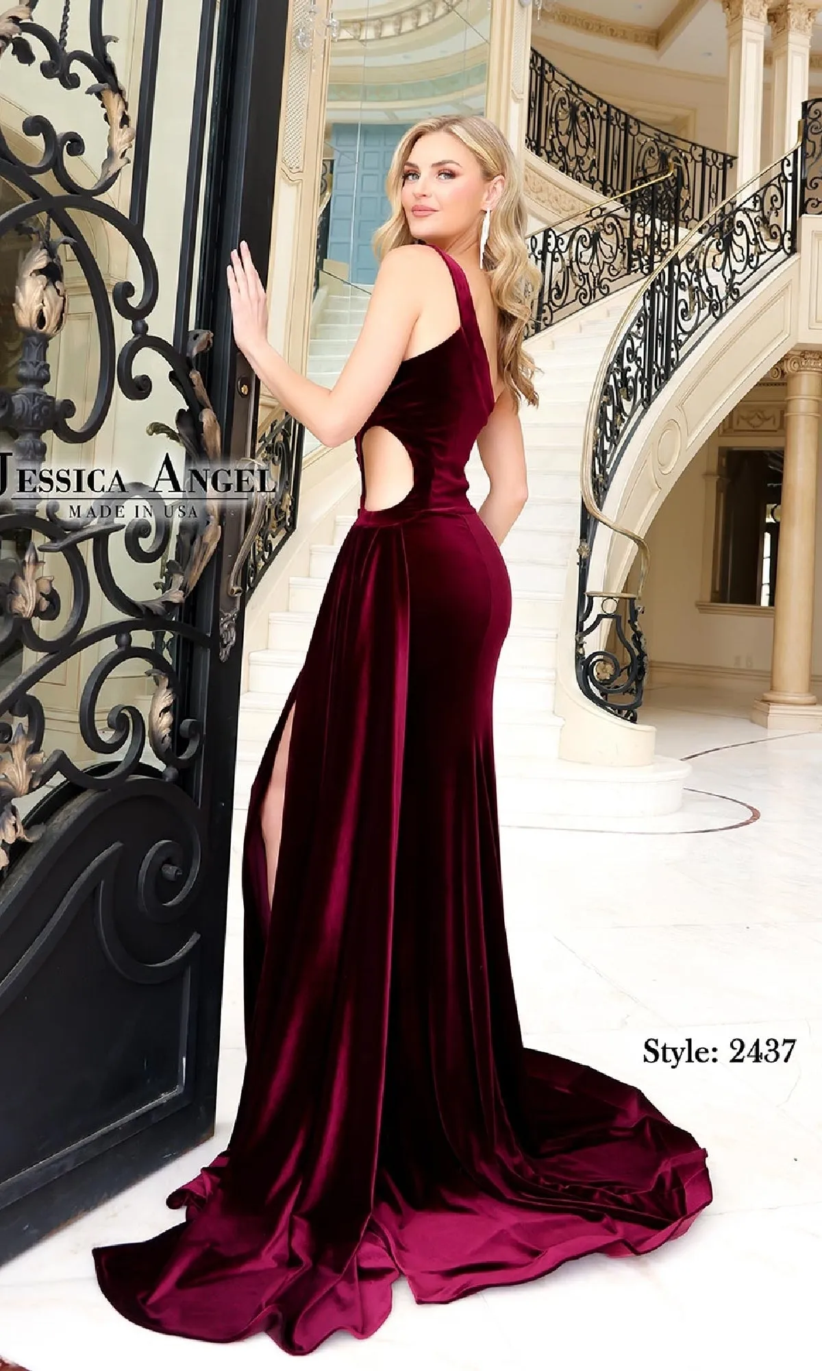 Cut-Out Long Velvet Prom Dress: Jessica Angel 2437 sold by PromGirl product image thumbnail 4