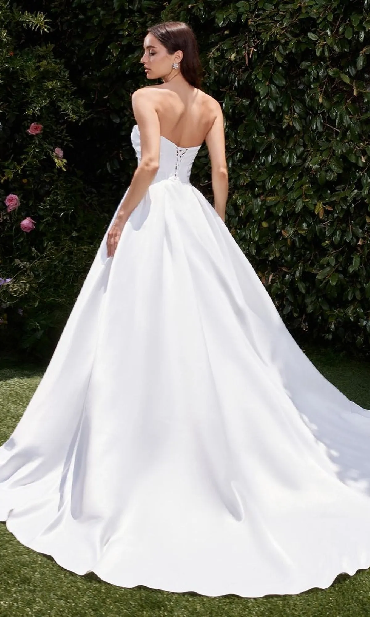 White Satin Formal Ball Gown: Ladivine CDS512W sold by PromGirl product image thumbnail 2