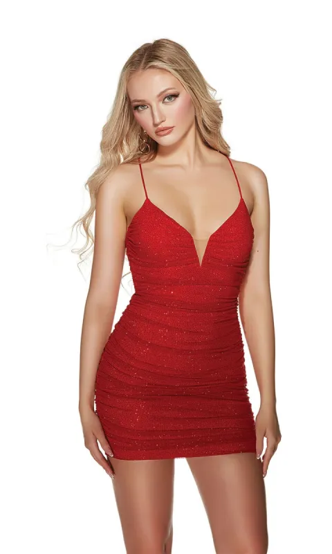 Ruched Fitted Mini Homecoming Dress: Alyce 4837 sold by PromGirl