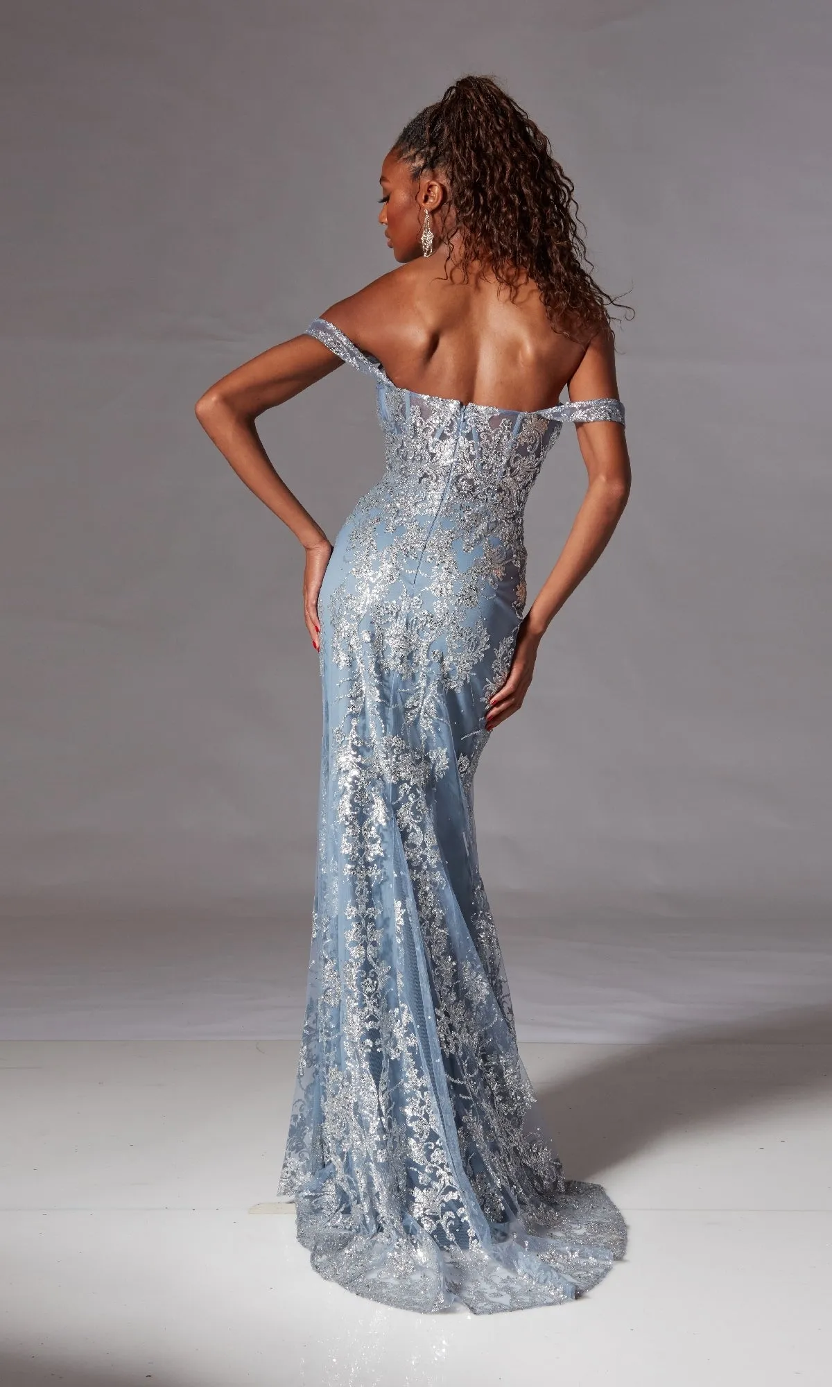 Long Blue Glitter Prom Dress: Aerie Couture 252 sold by PromGirl product image thumbnail 2