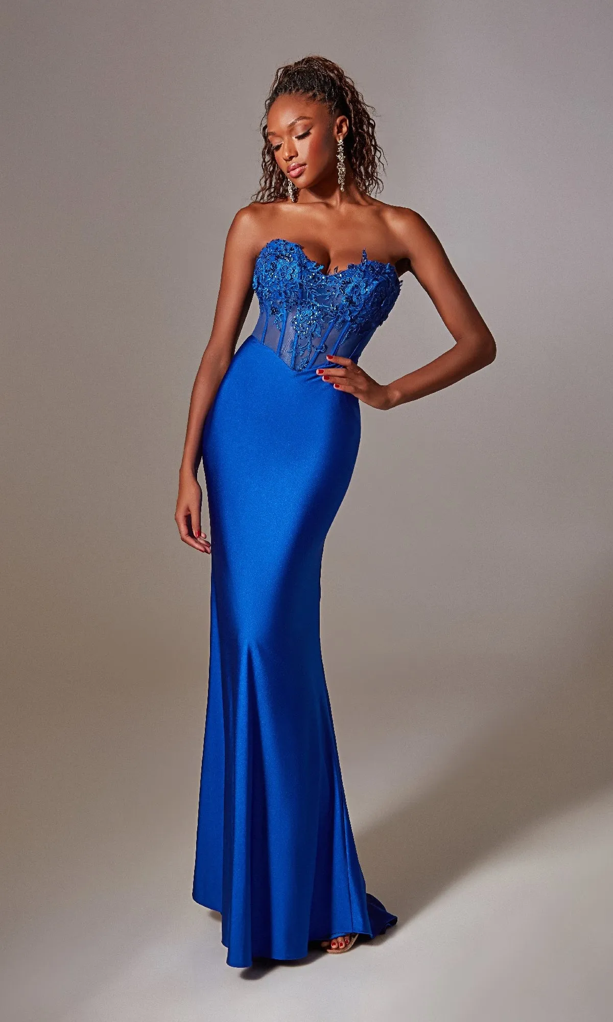 Blue Strapless Long Prom Dress: Aerie Couture 248 sold by PromGirl product image thumbnail 3