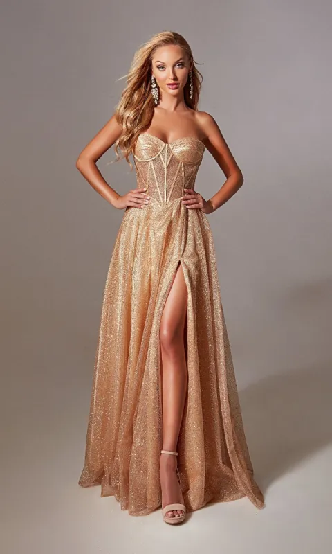 Long Glitter Corset Prom Dress: Aerie Couture 237 sold by PromGirl