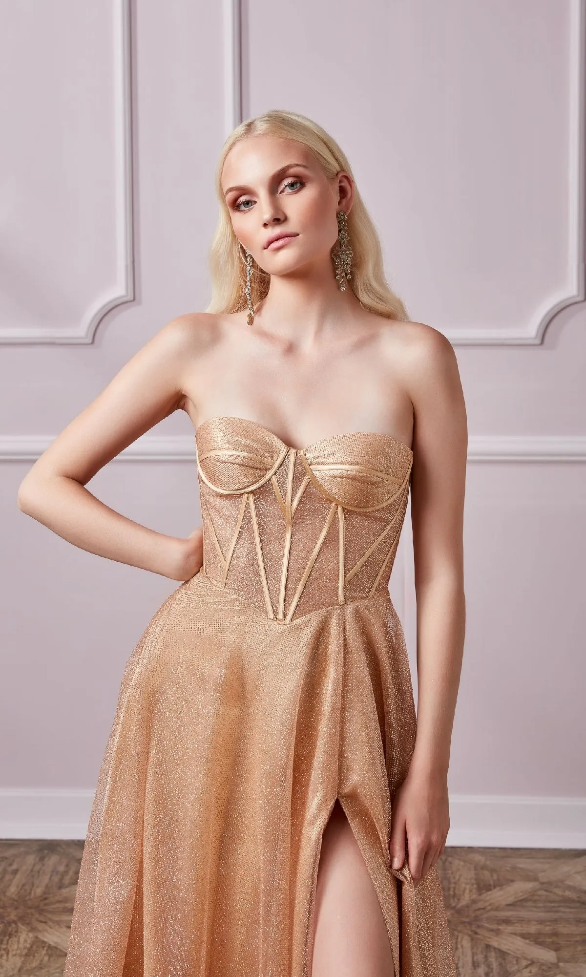 Long Glitter Corset Prom Dress: Aerie Couture 237 sold by PromGirl product image thumbnail 5