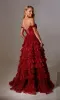Lace-Up Long A-Line Glitter Prom Dress with Ruffles sold by PromGirl