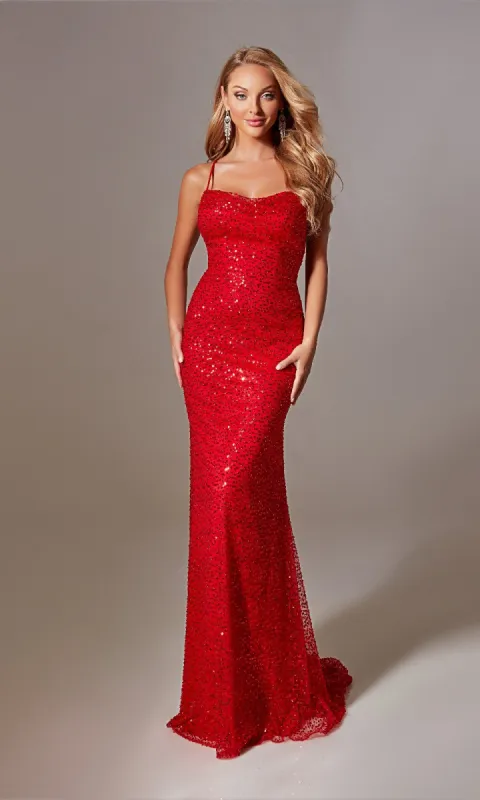 Strappy Long Sequin Prom Dress: Aerie Couture 222 sold by PromGirl