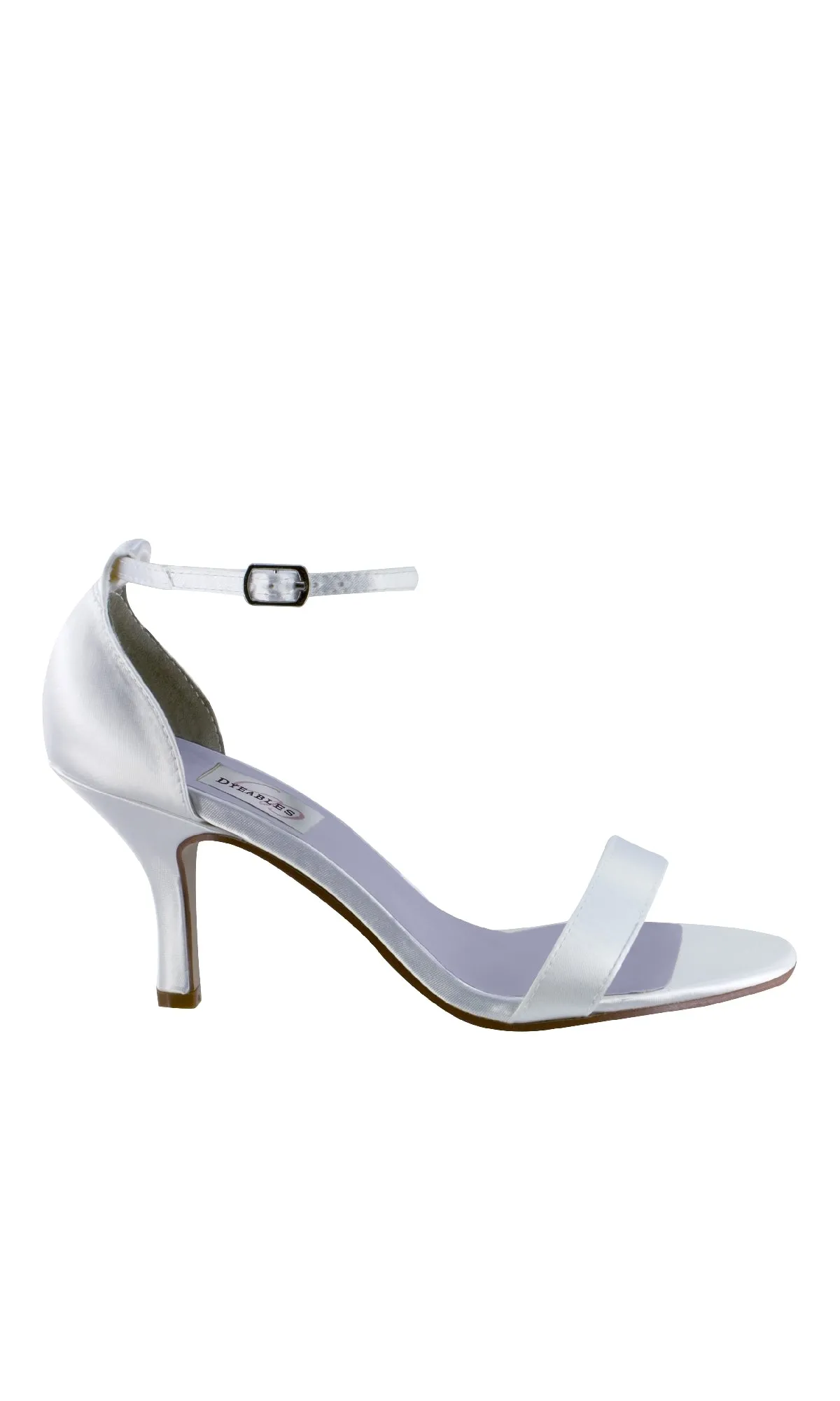 Nayomi White Satin Prom Shoes: Dyeables 4353 sold by PromGirl