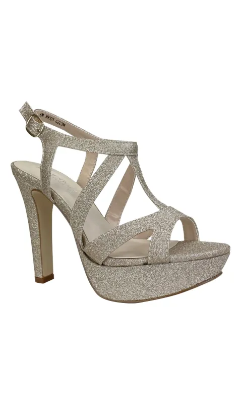 Queenie Champagne Glitter Prom Shoes: Touch Ups 4223 sold by PromGirl