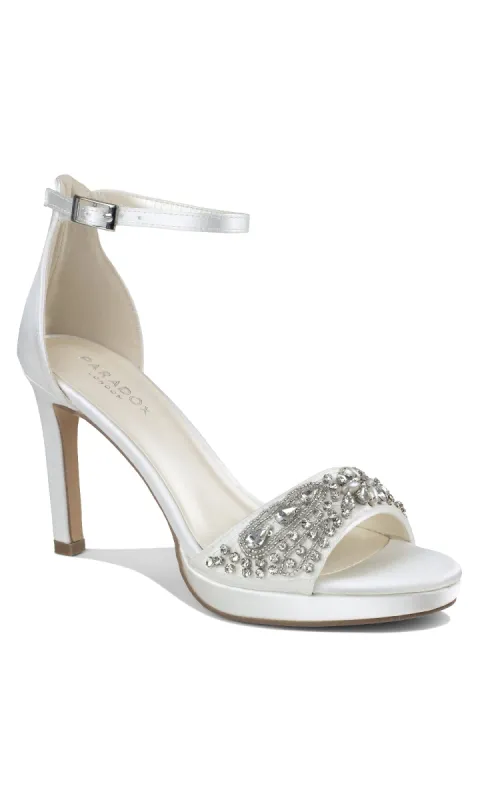 Enya Ivory Satin Prom Shoes: Paradox London P2203 sold by PromGirl
