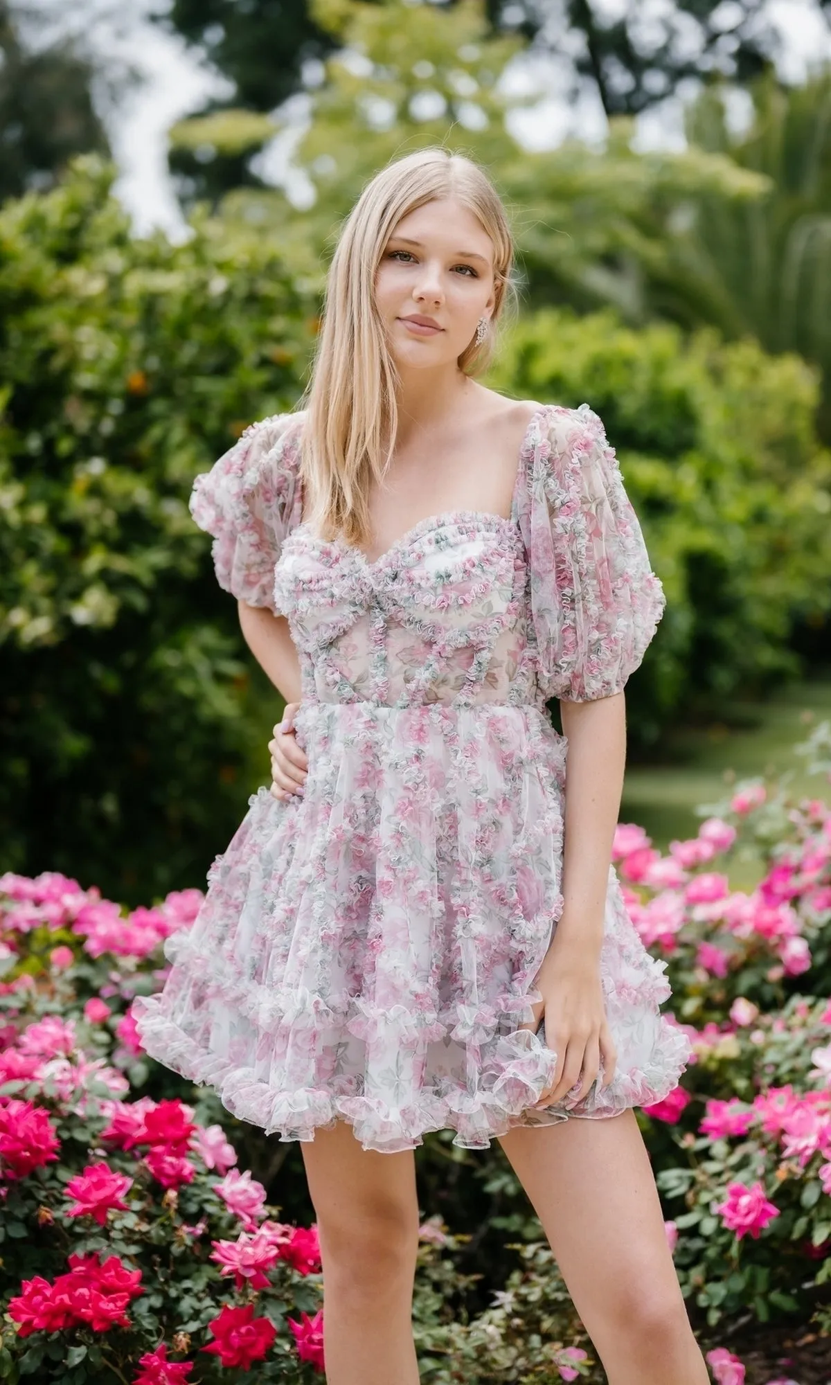 Short Sleeve Short Print Prom Dress: Aleta 1304 sold by PromGirl product image thumbnail 3