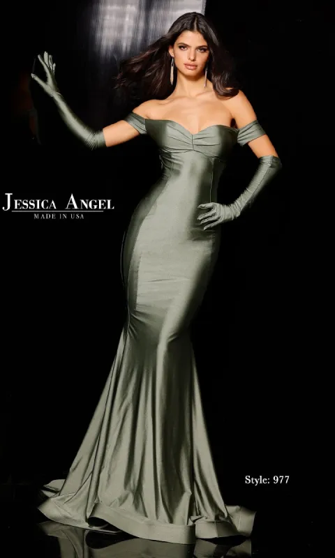 Gloved Off-Shoulder Prom Dress: Jessica Angel 977 sold by PromGirl