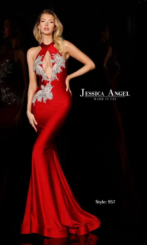 High-Neck Cut-Out Prom Dress: Jessica Angel 957 sold by PromGirl