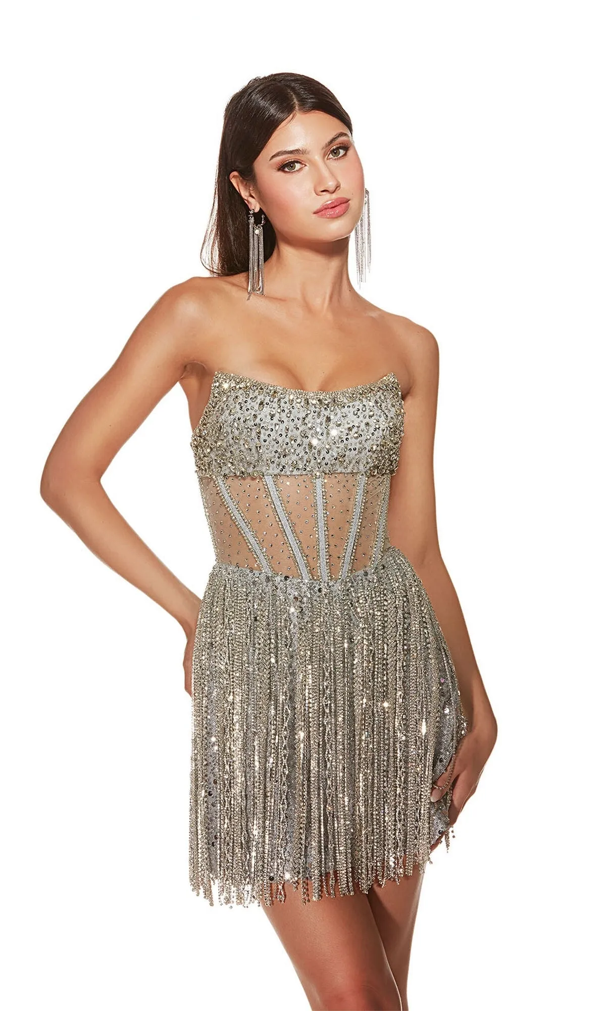 Alyce Strapless Short Fringe Cocktail Dress 4941 sold by PromGirl product image thumbnail 4