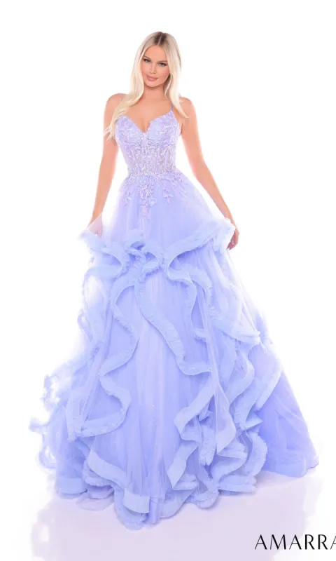 Ruffle Formal Ball Gown: Amarra 88094 sold by PromGirl