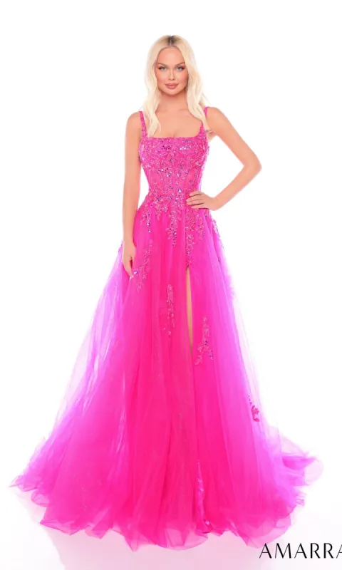 Embroidered Prom Ball Gown: Amarra 88084 sold by PromGirl