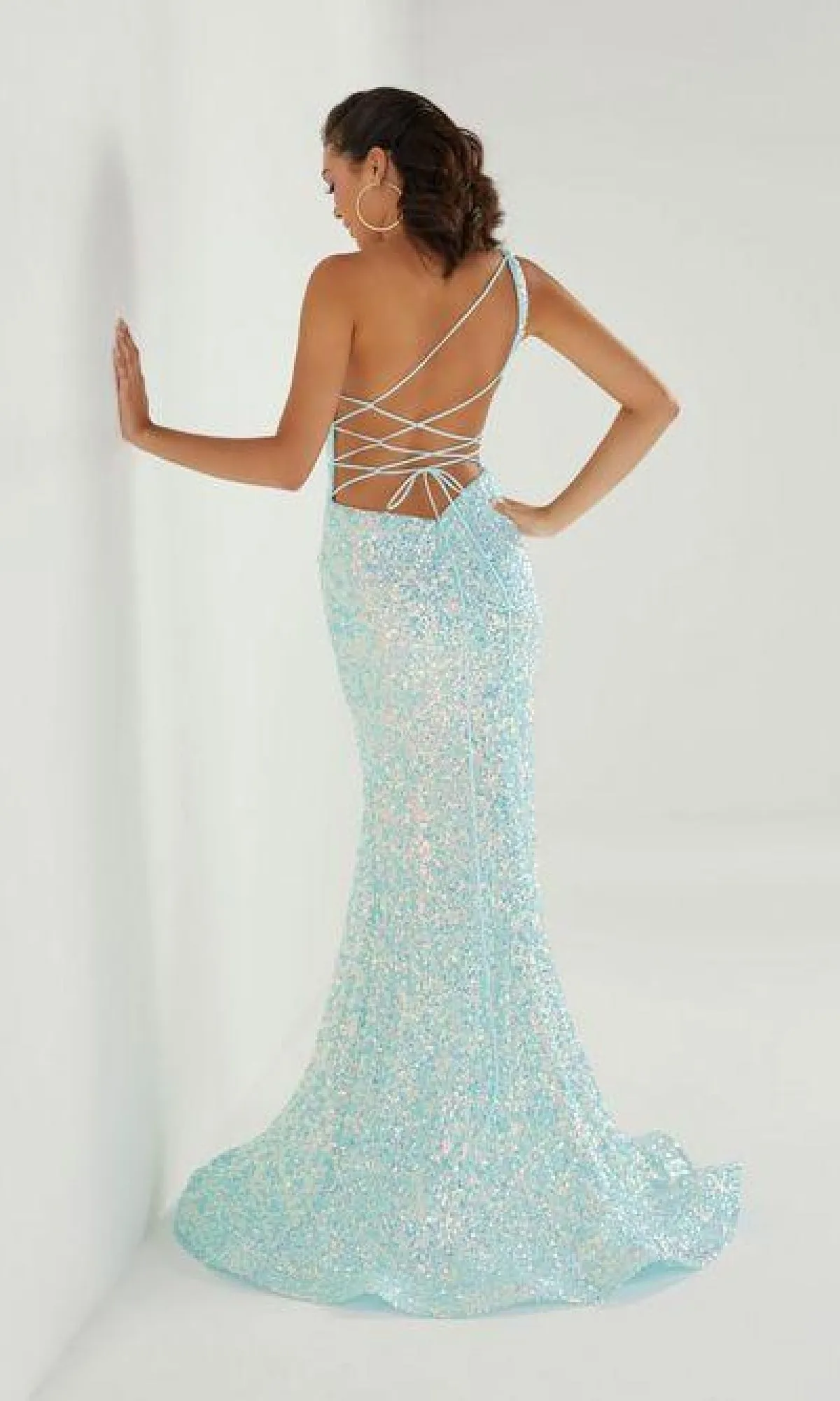 One-Shoulder Sequin Prom Dress: Tiffany 46262 sold by PromGirl product image thumbnail 2