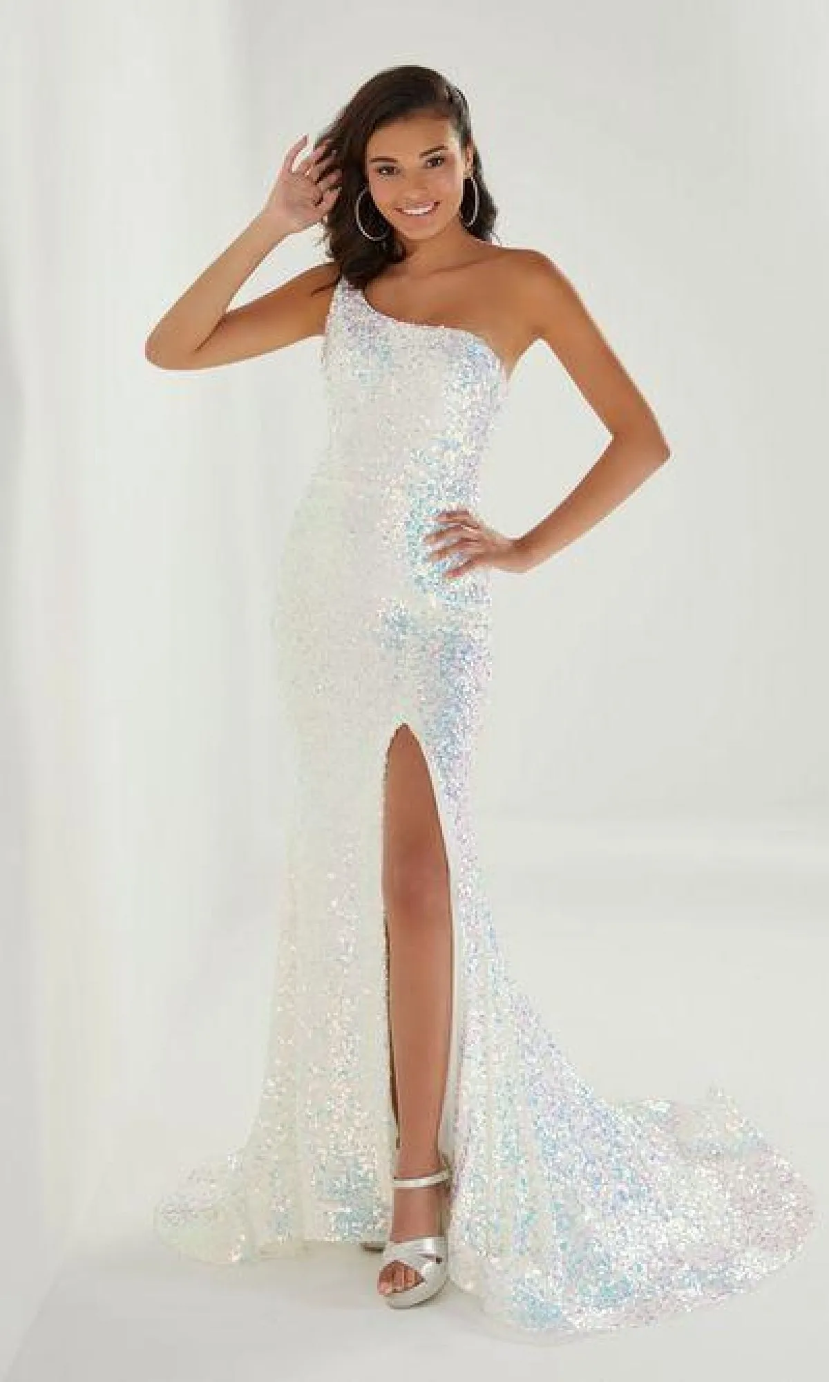 One-Shoulder Sequin Prom Dress: Tiffany 46262 sold by PromGirl product image thumbnail 4