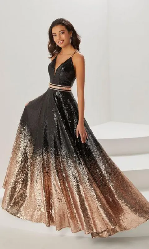 A-Line Sequin Ombre Prom Dress: Tiffany 16941 sold by PromGirl