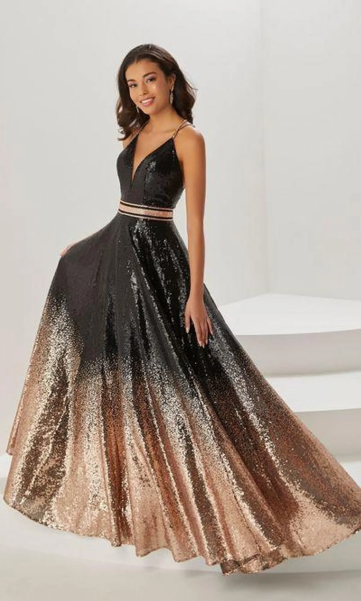 A-Line Sequin Ombre Prom Dress: Tiffany 16941 sold by PromGirl