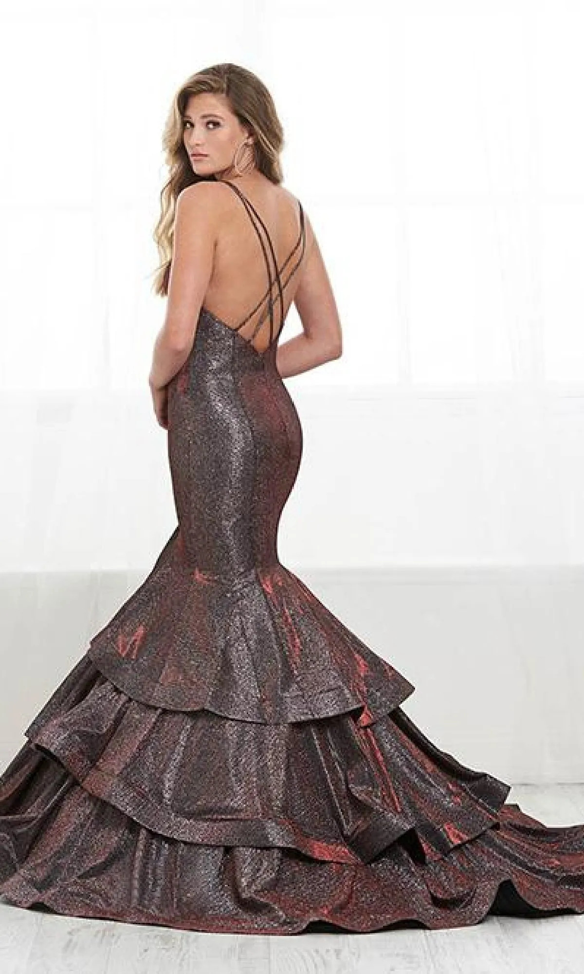 Mermaid Metallic Prom Dress: Tiffany 16416 sold by PromGirl product image thumbnail 2