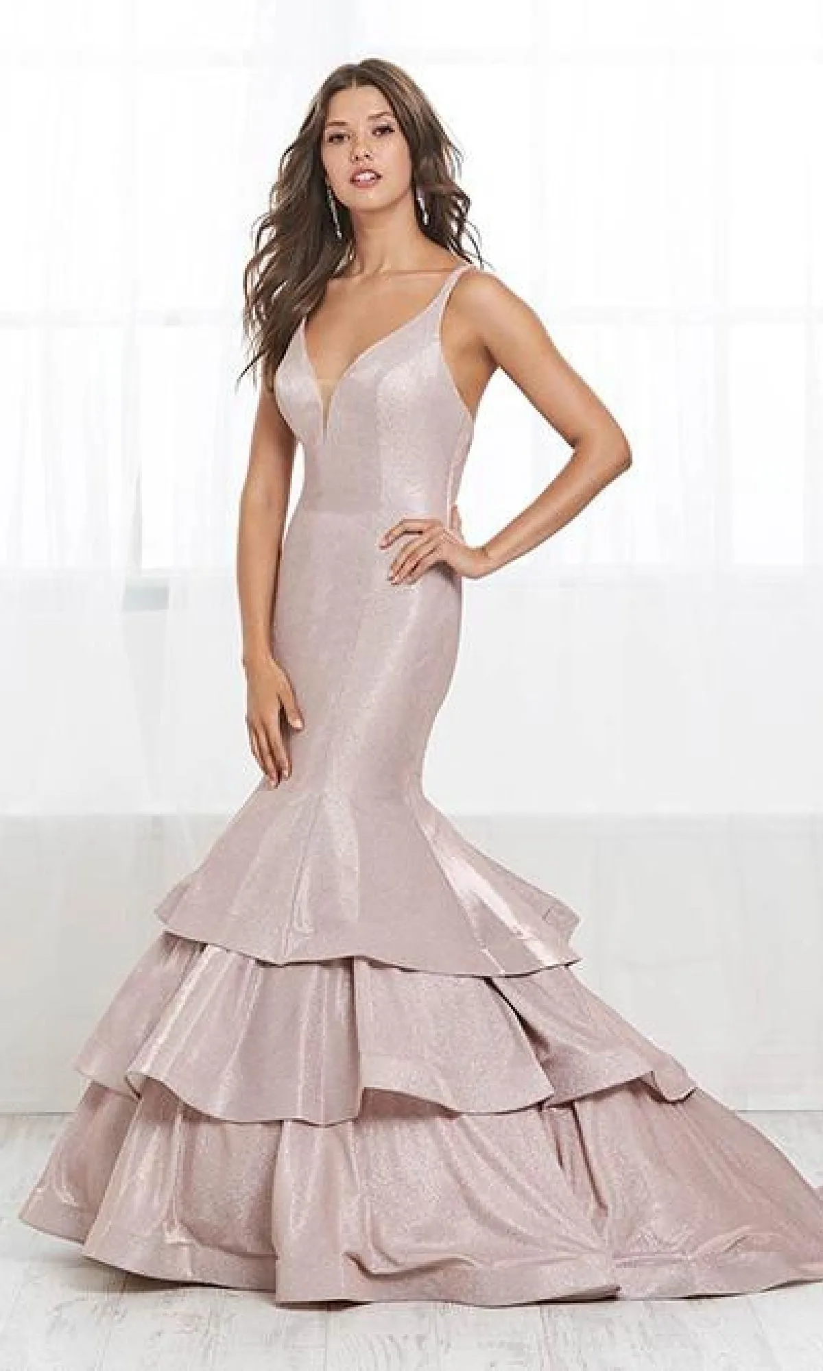 Mermaid Metallic Prom Dress: Tiffany 16416 sold by PromGirl product image thumbnail 3