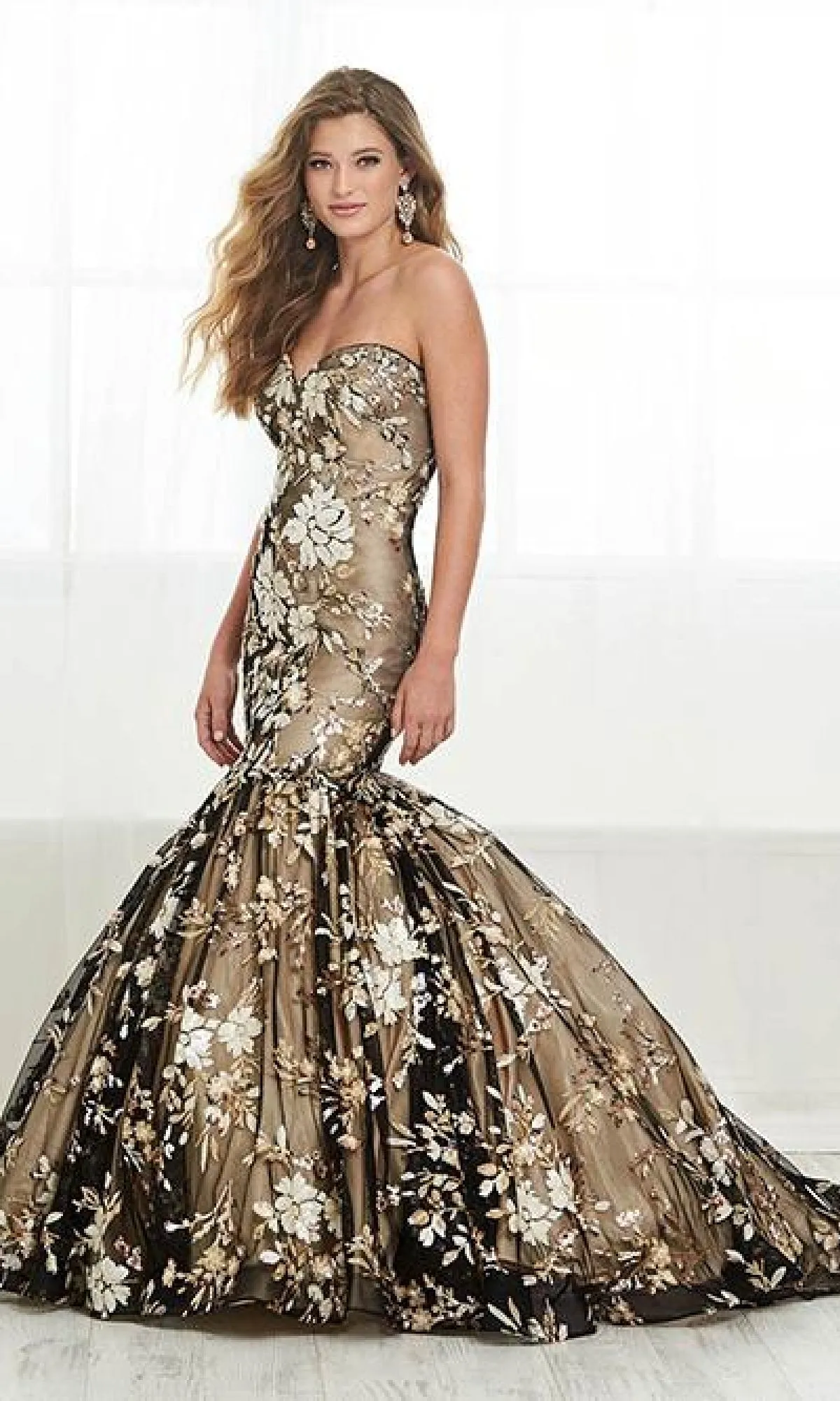 Floral Print Mermaid Prom Dress: Tiffany 16415 sold by PromGirl product image thumbnail 3