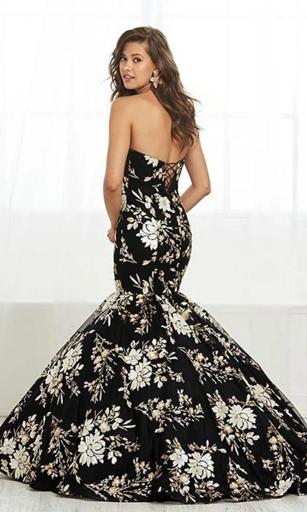 Floral Print Mermaid Prom Dress: Tiffany 16415 sold by PromGirl product image thumbnail 2